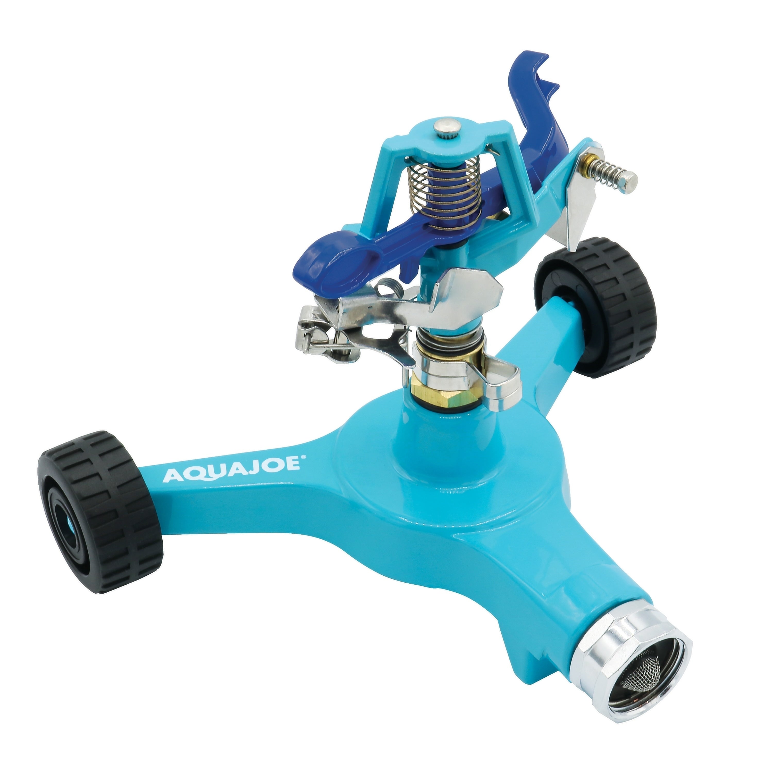 Aqua Joe Customizable Coverage Wheeled Base Indestructible Zinc Impulse 360 Degree Sprinkler 40
