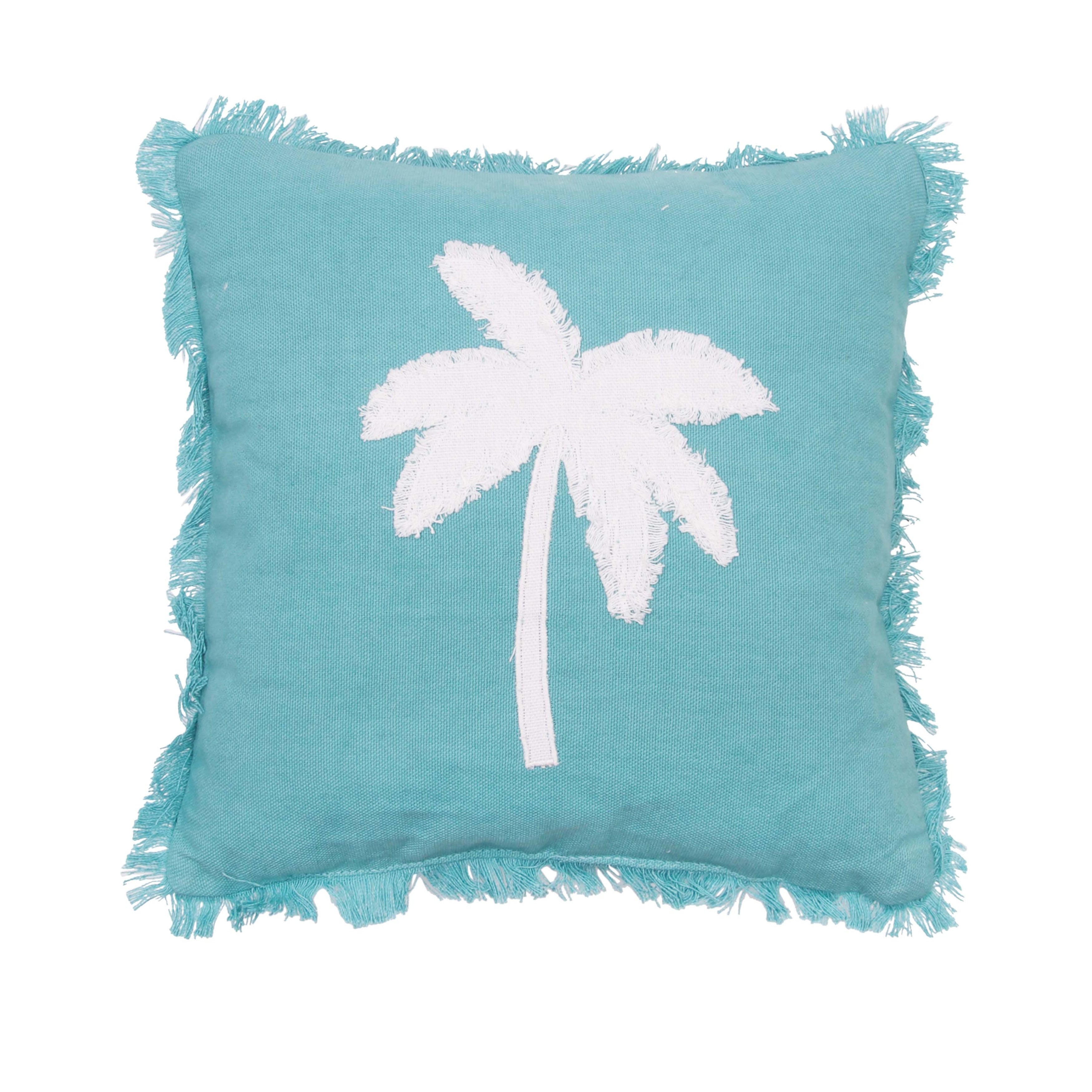 Aqua Palm Tree Pillow