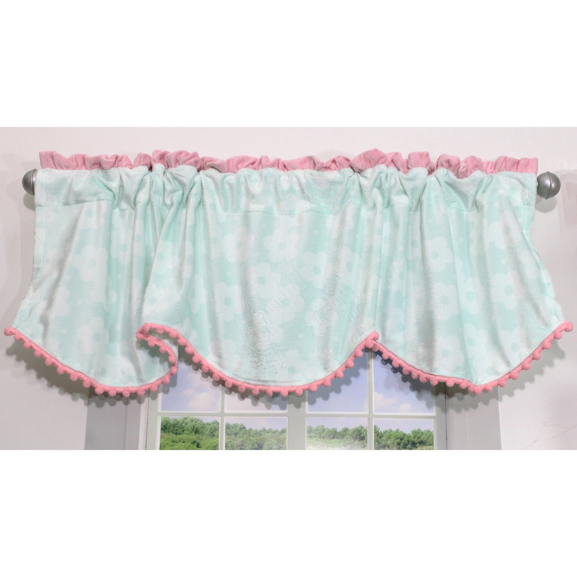 Aqua Pink Wings Window Valance