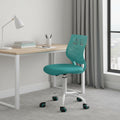Aqua And White Adjustable Height Swivel Rolling Office Chair