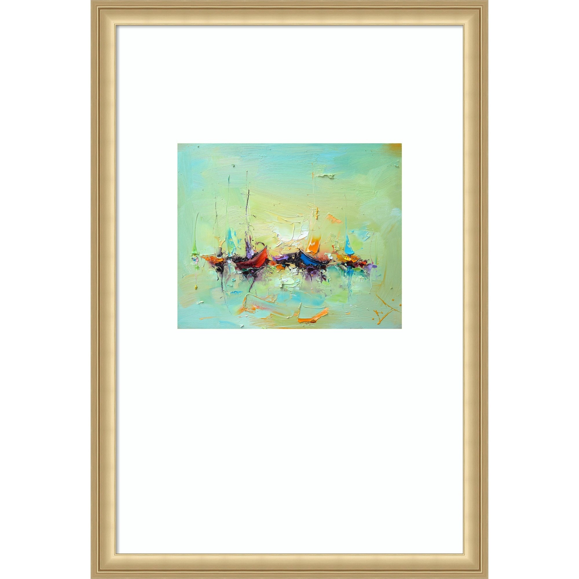 Aquamarine Abstract Harbour By Stanislav Lazarov Wood Framed Wall Art Print