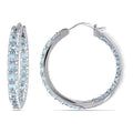 Miadora Aquamarine Inside Outside Hoop Earrings In Sterling Silver Blue