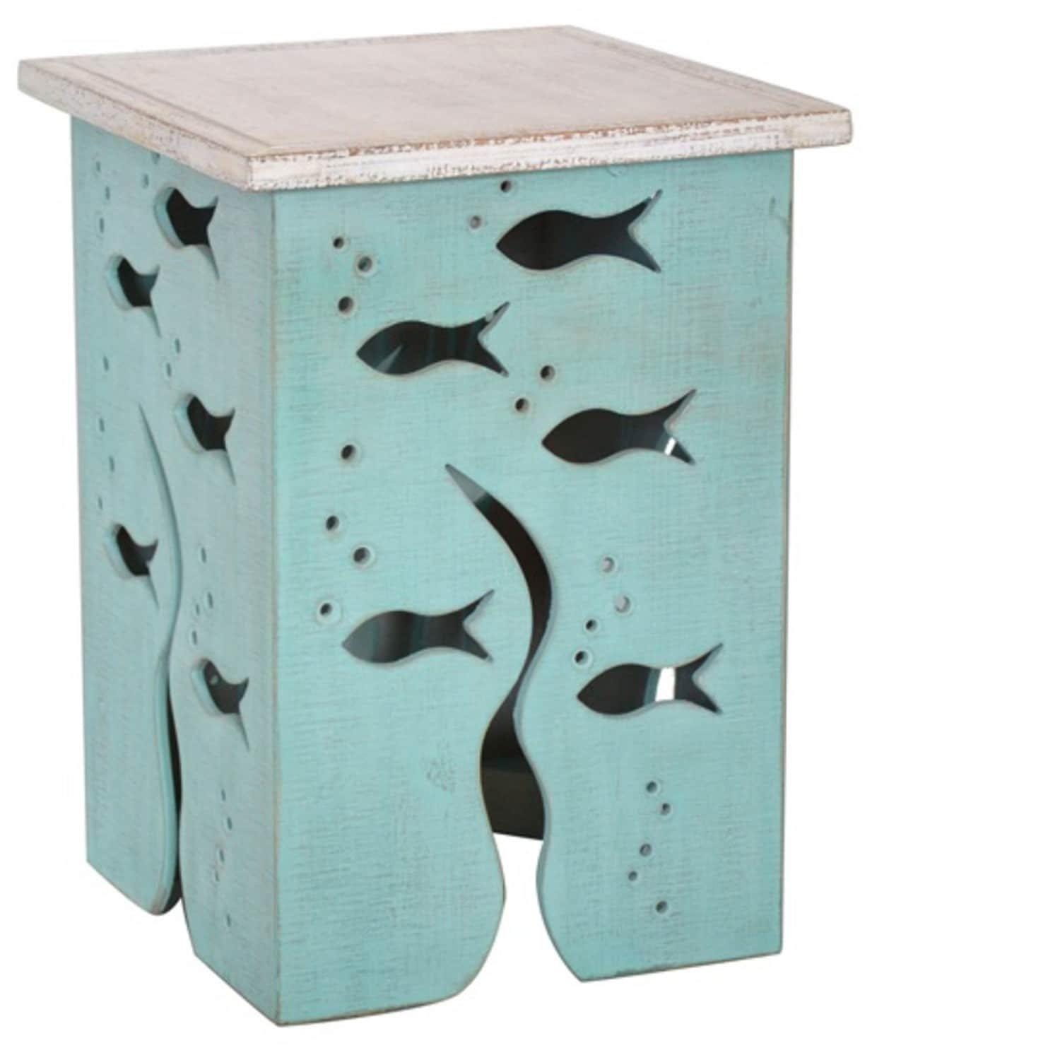 Aquarium Seafoam And Whitewash Square Accent Table