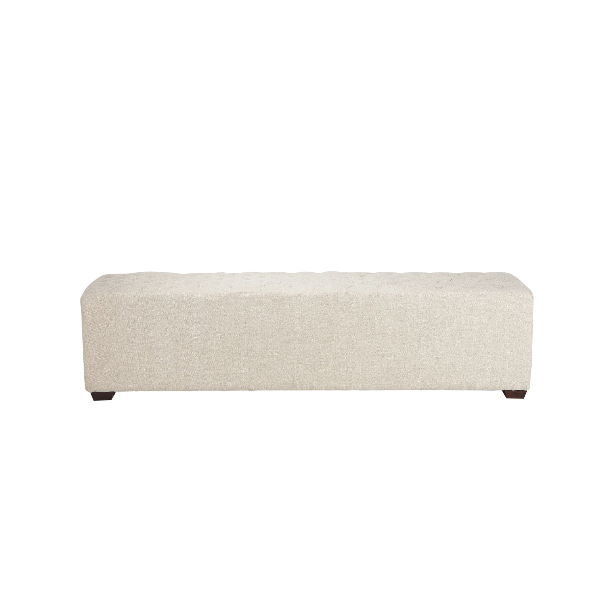 Arabella 58 Inch Beige Linen Bench With Diamond Stitched Detailing