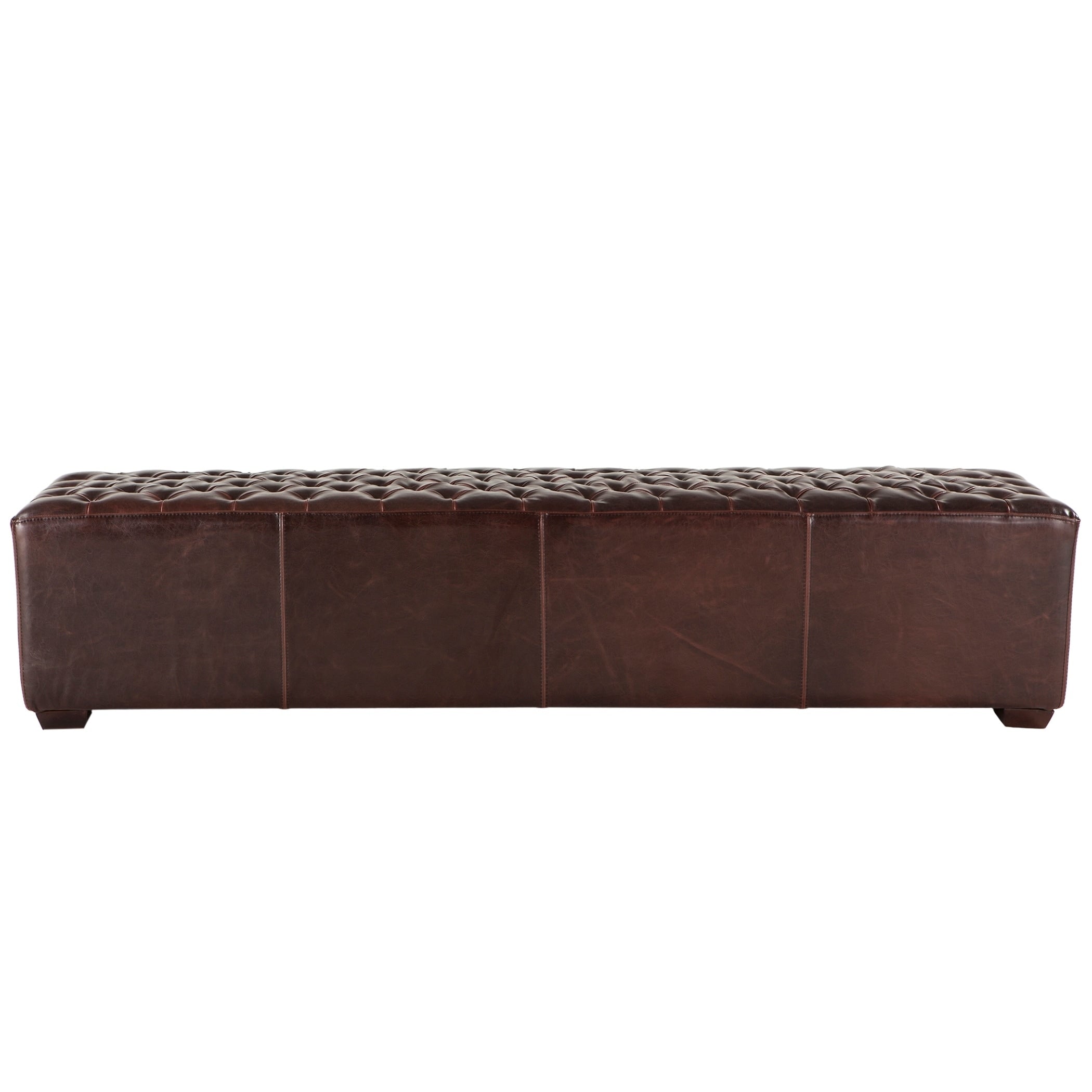 Arabella 78 Inch Long Leather Bench With Diamond Stitched Detailing