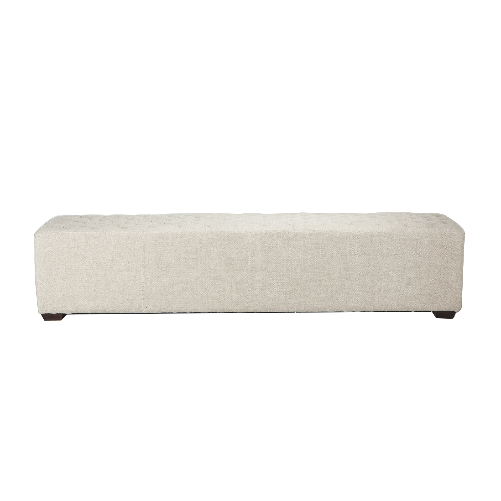 Arabella 78 Inch Long Beige Linen Bench With Diamond Stitch Detailing