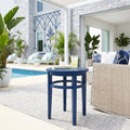 Coastal Navy Blue Side Table Round Solid Wood Accent Table