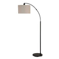 Arc Floor Lamp Off White Linen Shade Black Metal Frame 68 Inch