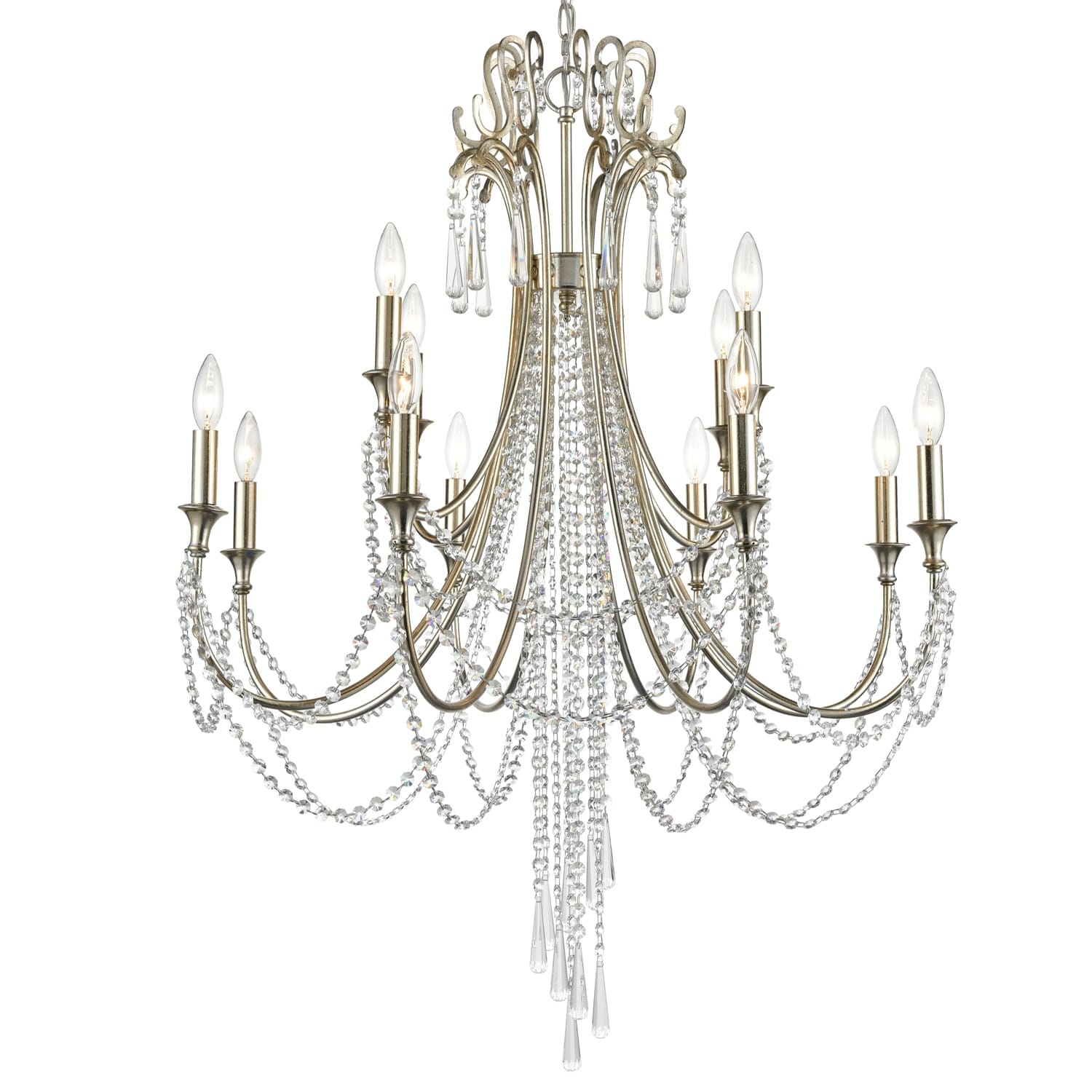 Arcadia 12 Light Antique Silver Chandelier