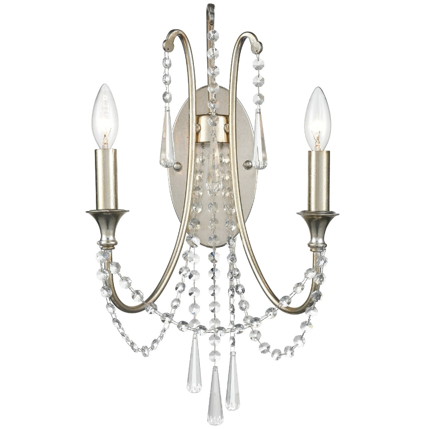 Arcadia 2 Light Antique Silver Wall Mount