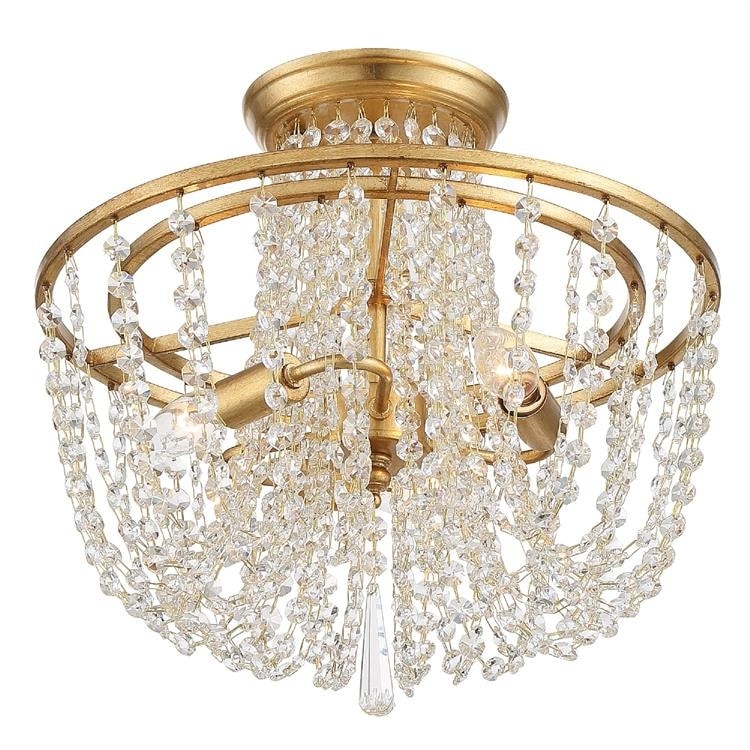 Arcadia 3 Light Antique Gold Ceiling Mount 15 W X 13.87 H