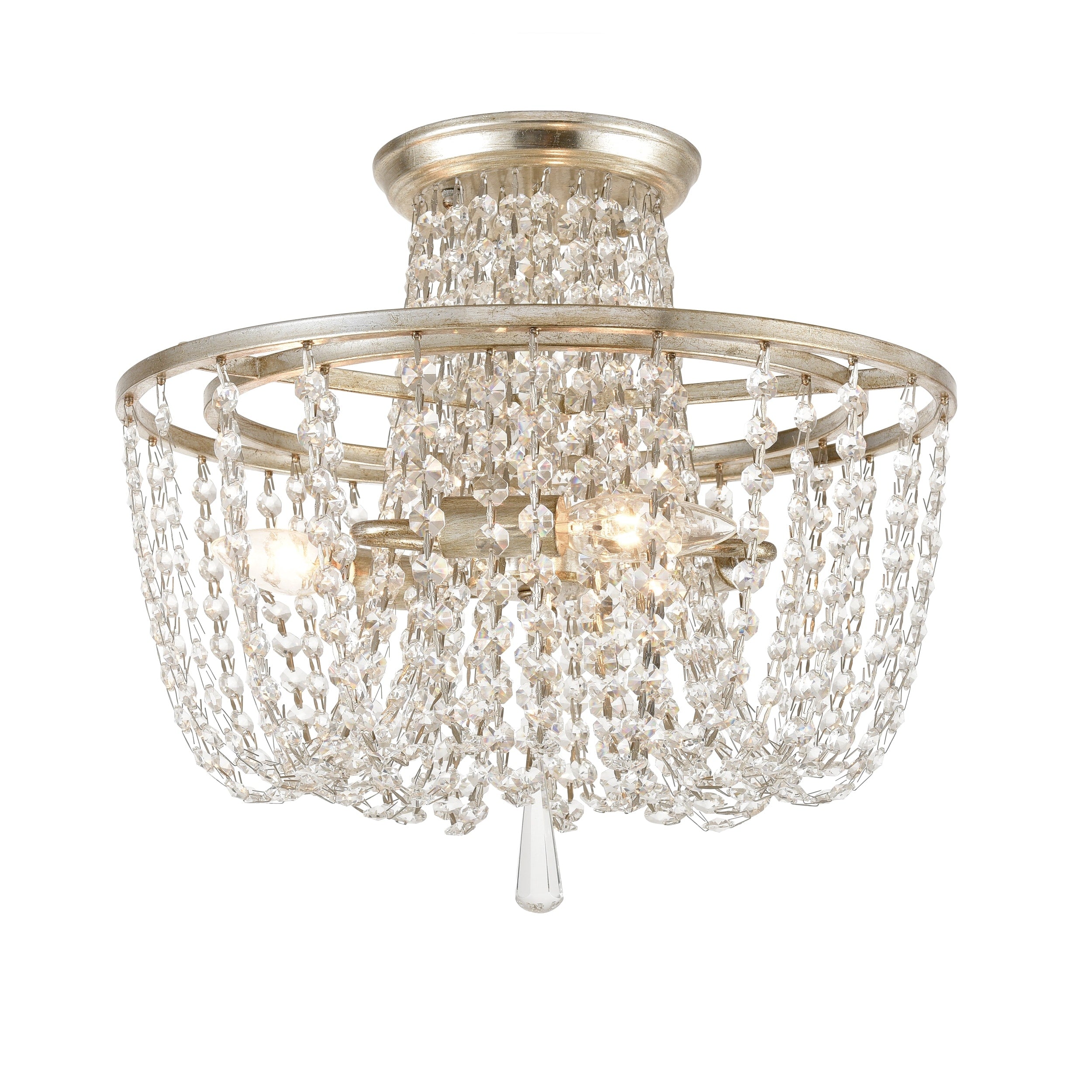 Arcadia 3 Light Antique Silver Semi Flush Mount Fixture Antique Silver