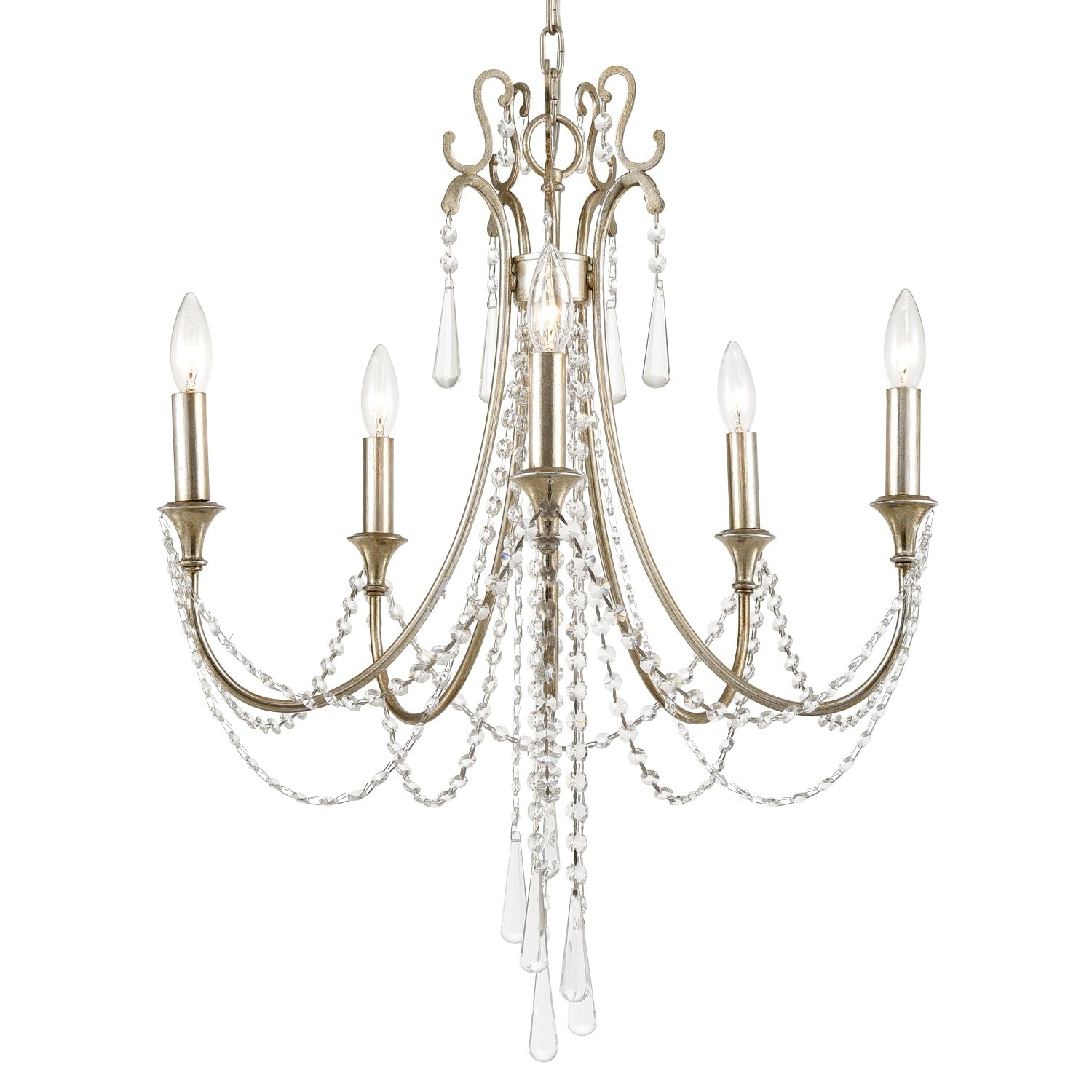 Arcadia 5 Light Antique Silver Chandelier