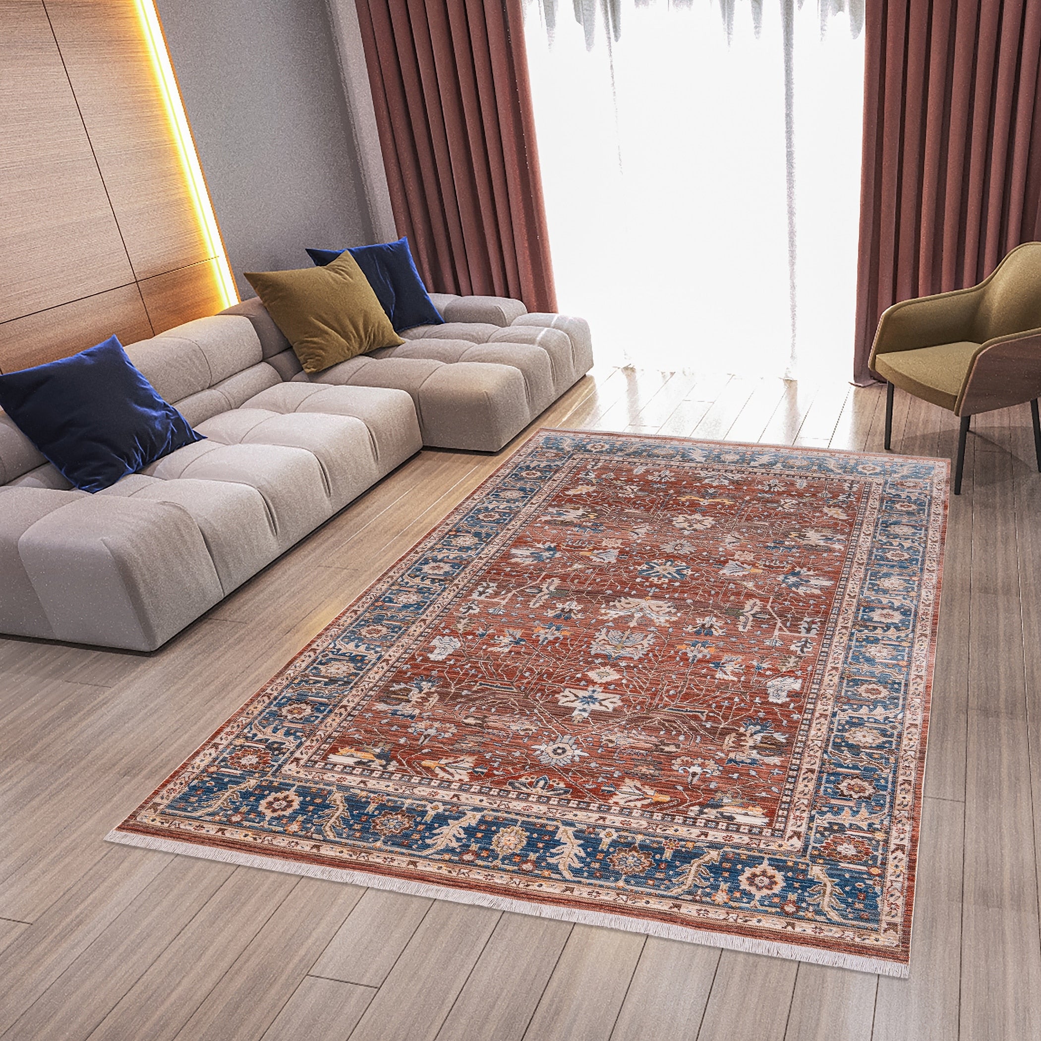 Arcadia Bordered Oriental Area Rug