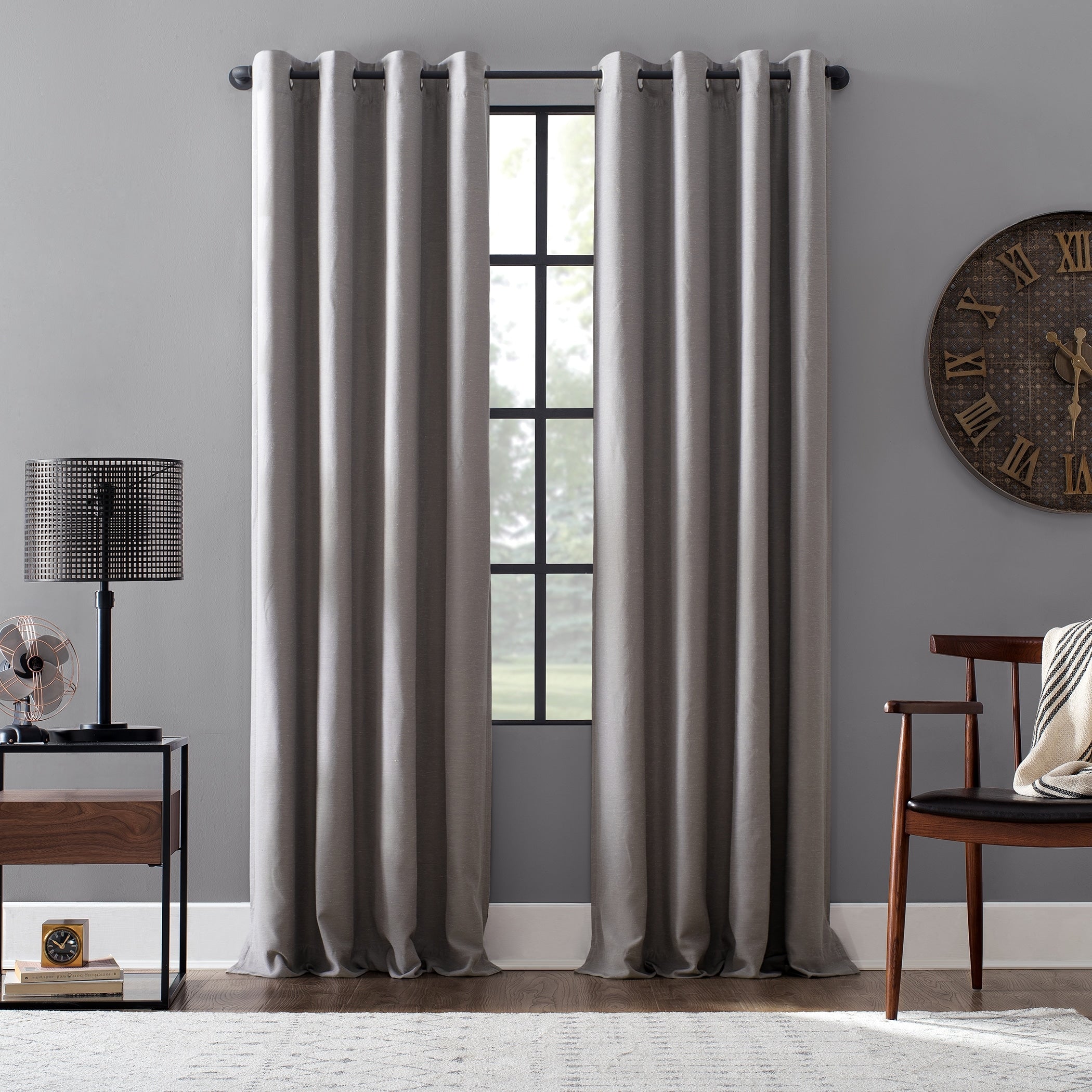 Archaeo Linen Blend Blackout Grommet Top Single Curtain Panel