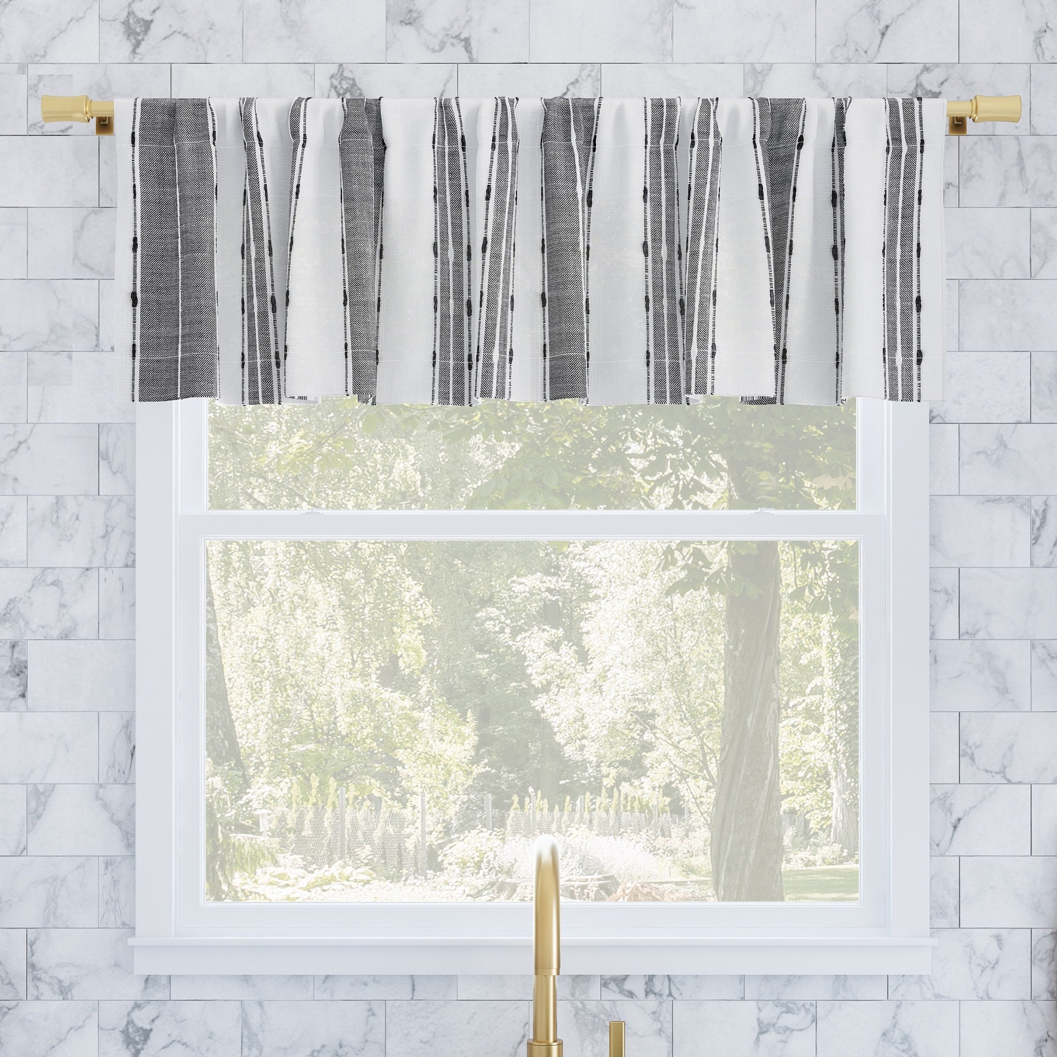 Archaeo Slub Texture Stripe Cotton Cafe Curtain Valance 52 X 14