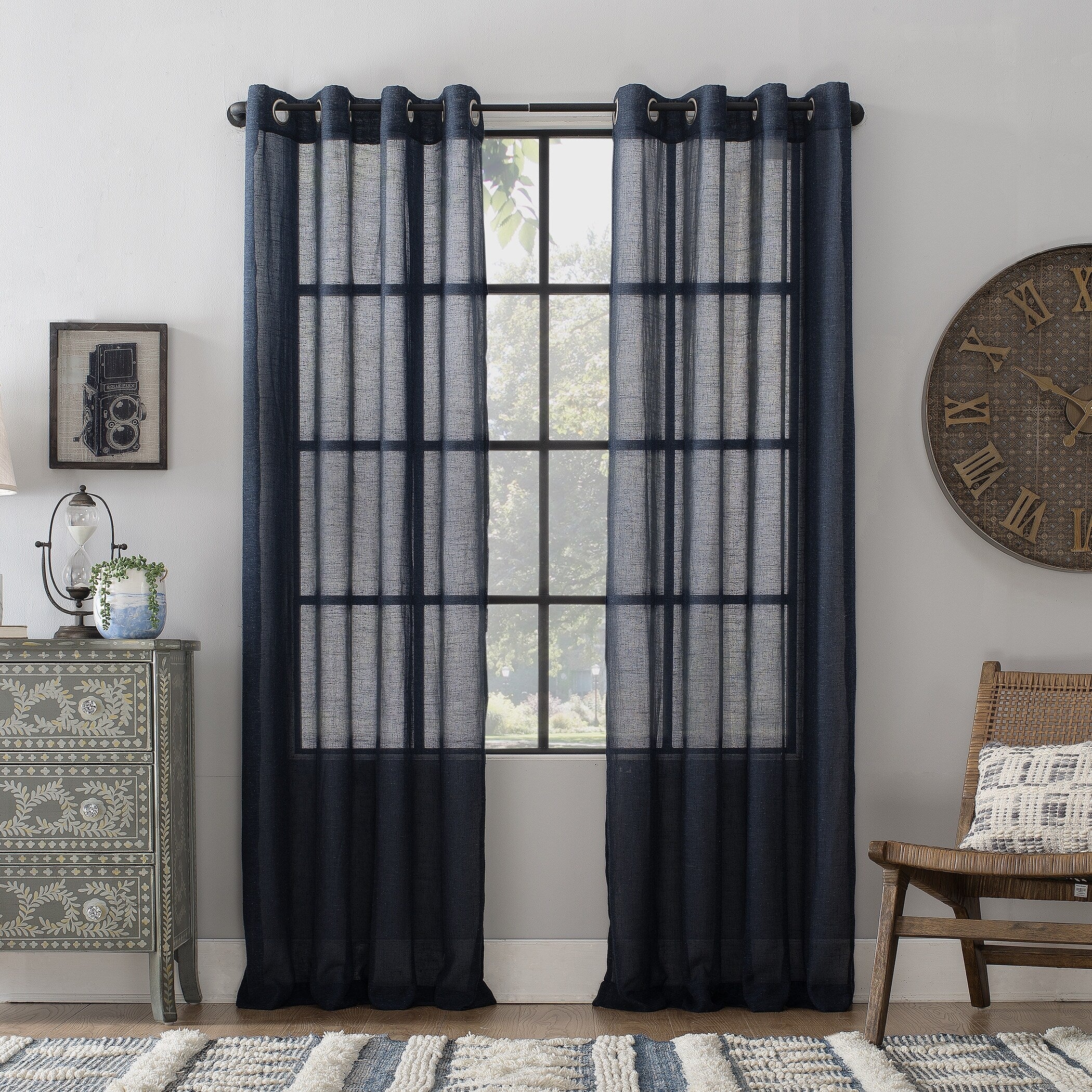 Archaeo Slub Textured Linen Blend Grommet Top Curtain Single Panel