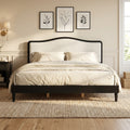 Arched Boucl Panel Platform Bed With Sculpted Wood Frame By Harper Bright Designs