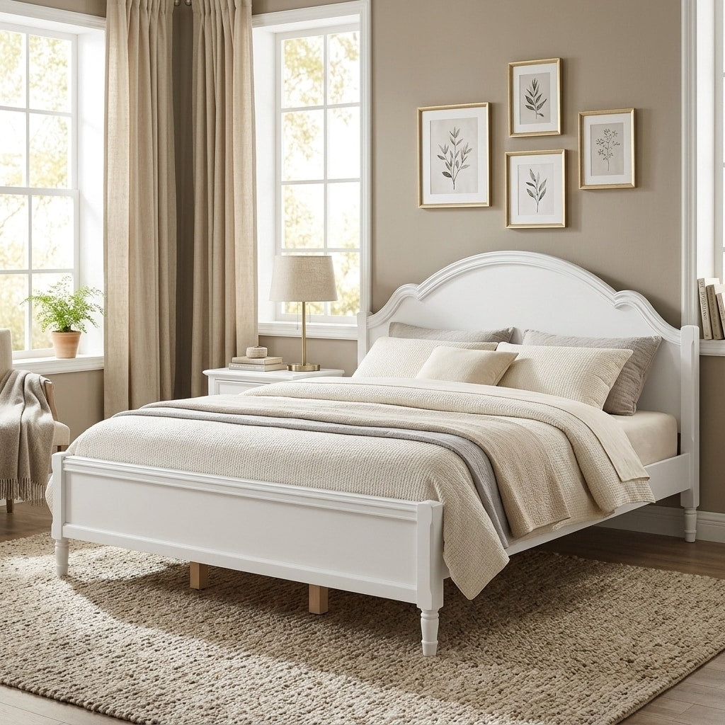 Arched Crown Solid Wood Platform Bed With Turned Legs By Harper Bright Designs