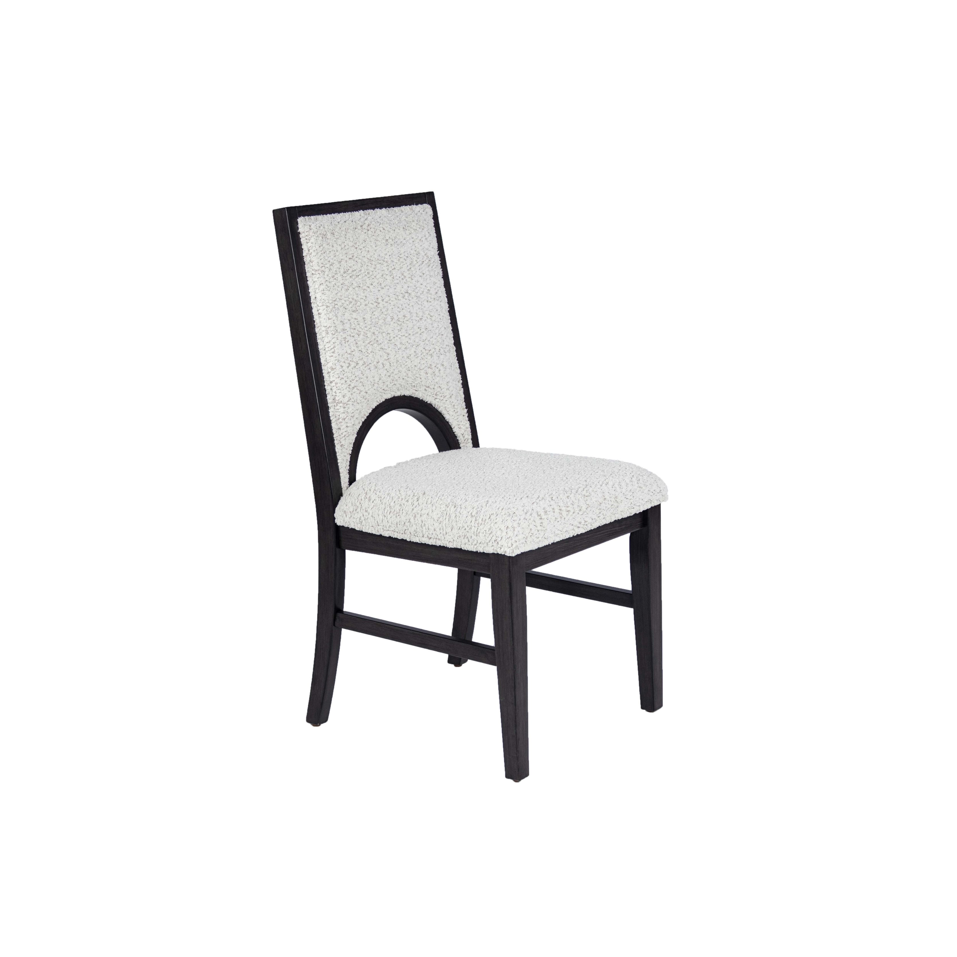 Arched Cutout Dining Chairs Upholstered Seat And Backrest White And Black Finish