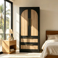 Arched Desgin Armoire With 2 Storage Drawers Wardrobe Closet