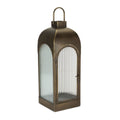 Arched Iron And Ribbed Glass Lantern 22 H