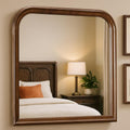 Arched Molded Design Wooden Frame Mirror Cherry Brown And Silver