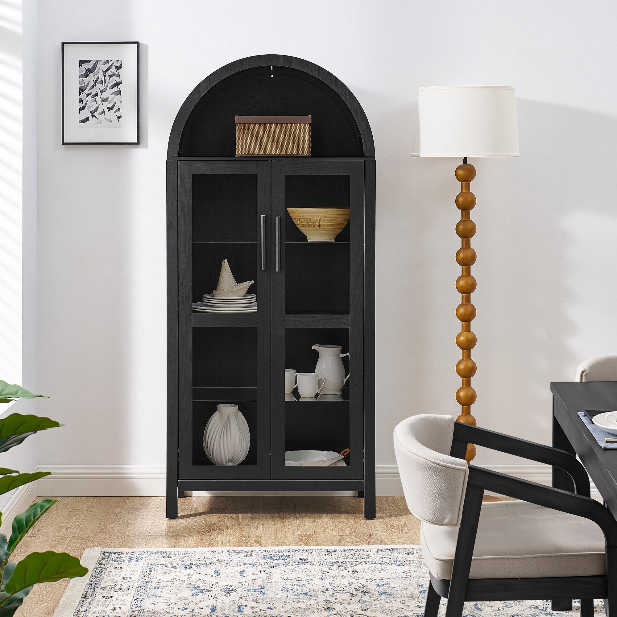 Arched Storage Cabinet Display Cabinet With Shelves Hallway Cabinet Entryway Cabinet With Led Light