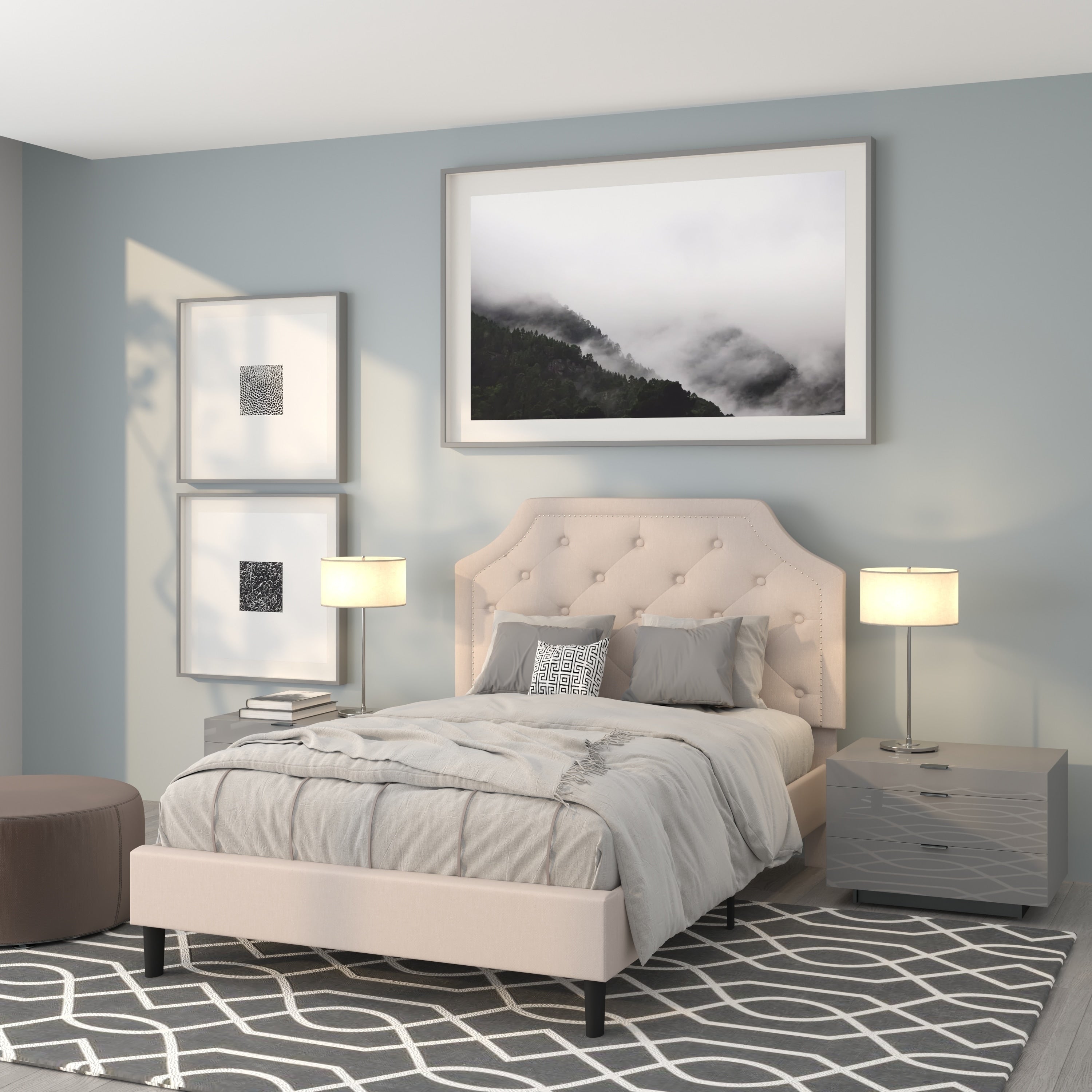 Full Size Tufted Upholstered Platform Bed