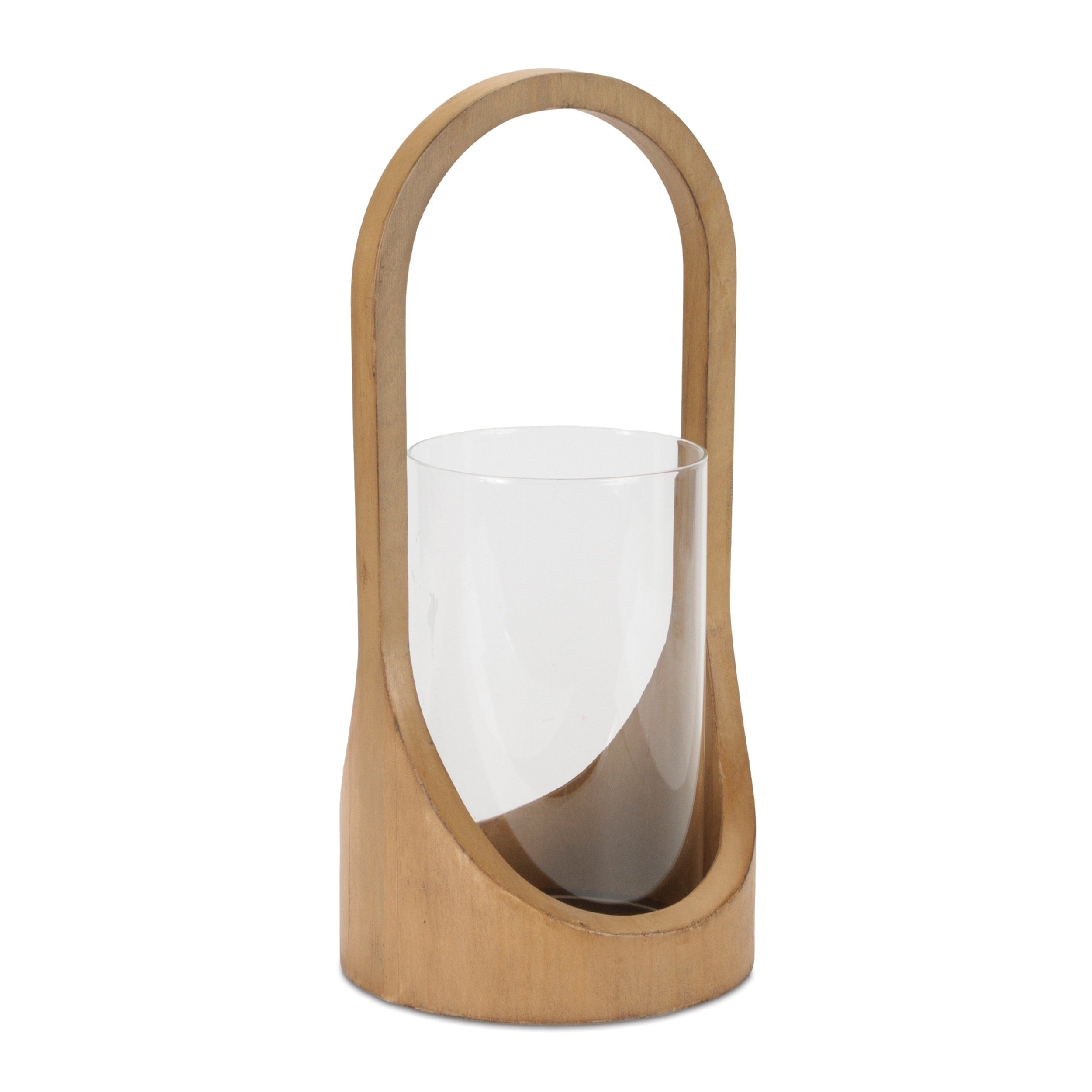 Arched Wood Candle Holder With Glass Hurricane 14 H