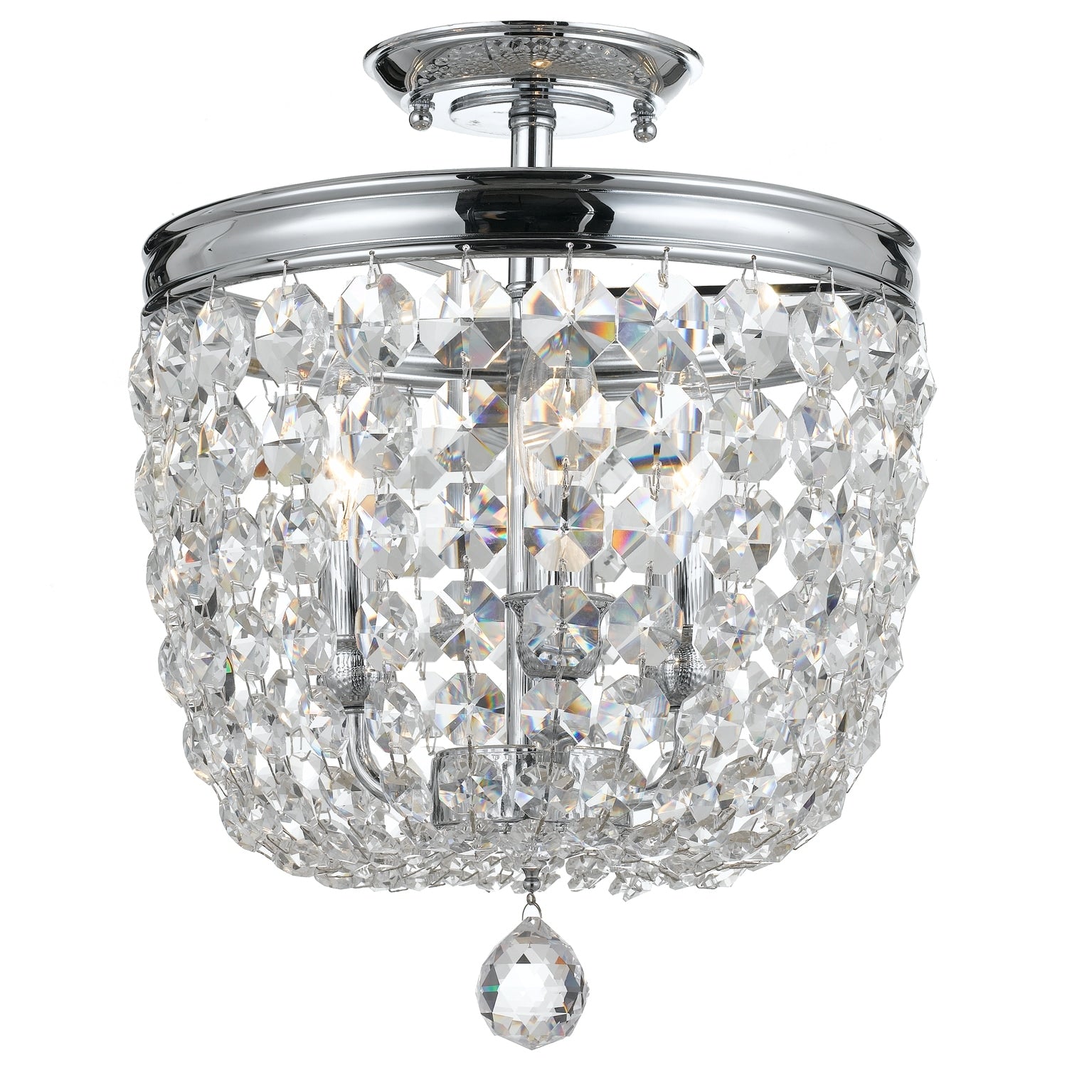 3 Light Chrome Crystal Semi Flush Mount