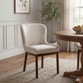 Archer Wood Upholstered Dining Chairs With Ivory Fabric Seat Set Of 2