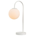 Arco 18.25 Minimalist Mid Century Arched Metal Glass Led Table Lamp With Frosted Globe Shade
