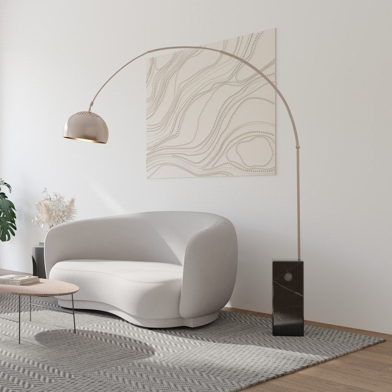 Arco Floor Lamp With Modern Arc Light 136Lb Italian Marble Base Adjustable Brushed Stainless Steel Shade N A