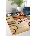 Well Woven Arcs Shapes Natural Modern Abstract Geometric Ivory Beige Brown Blue Red Area Rug 93 X 126