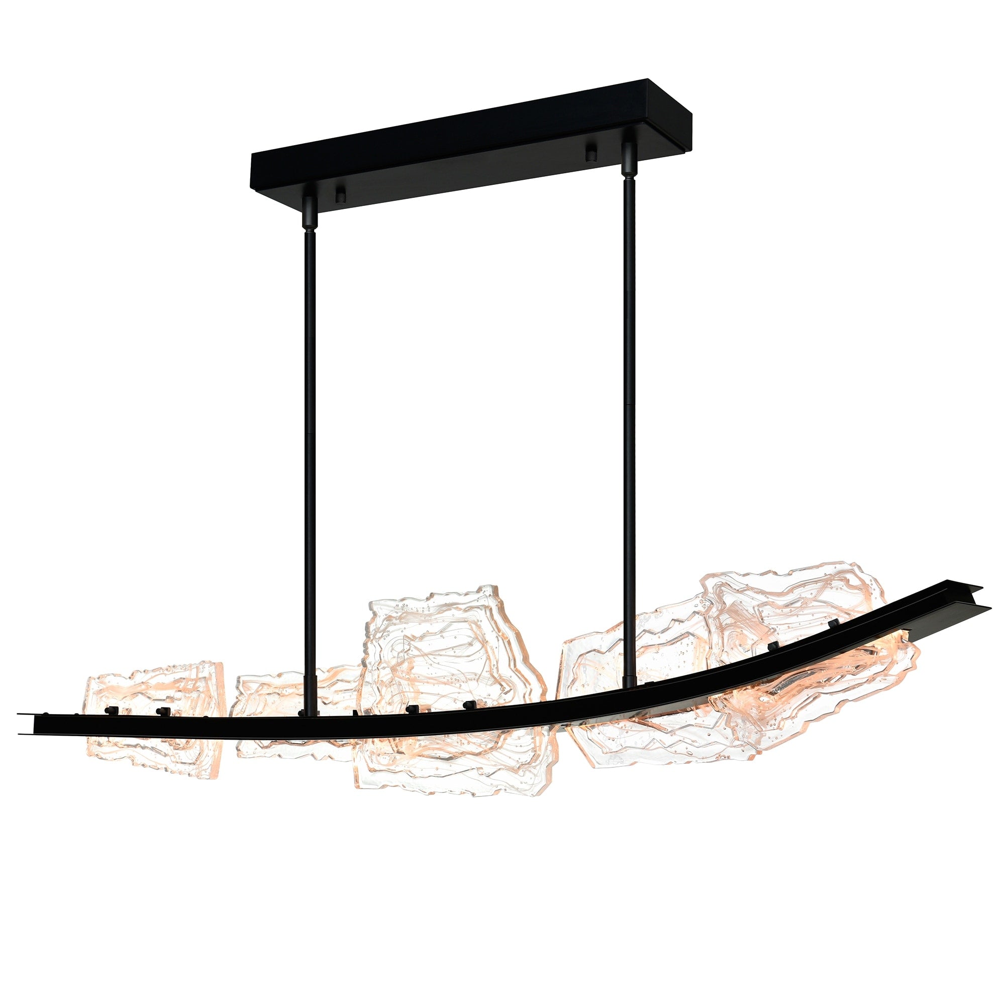 Arcus Integrated Led 50In Black Chandelier With Handcrafted Glass