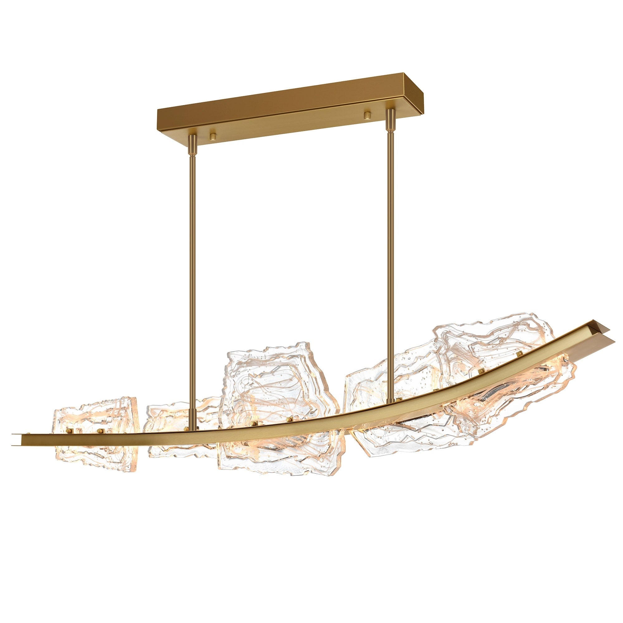 Arcus Integrated Led 50In Brass Chandelier With Handcrafted Glass
