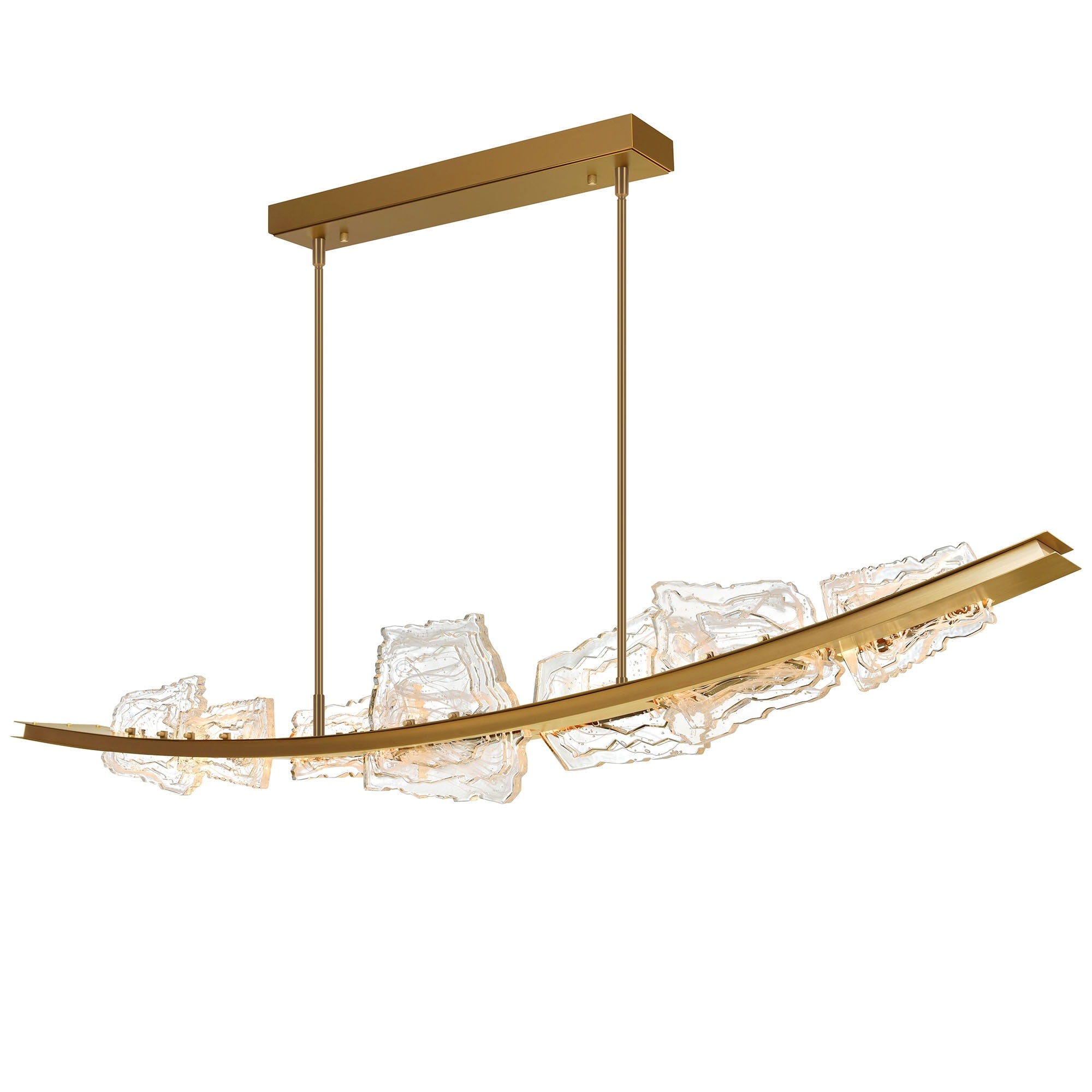Arcus Integrated Led 70In Brass Chandelier With Handcrafted Glass