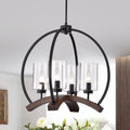 Arden 22 Inch Matte Black And Brown Finish Caged Chandelier