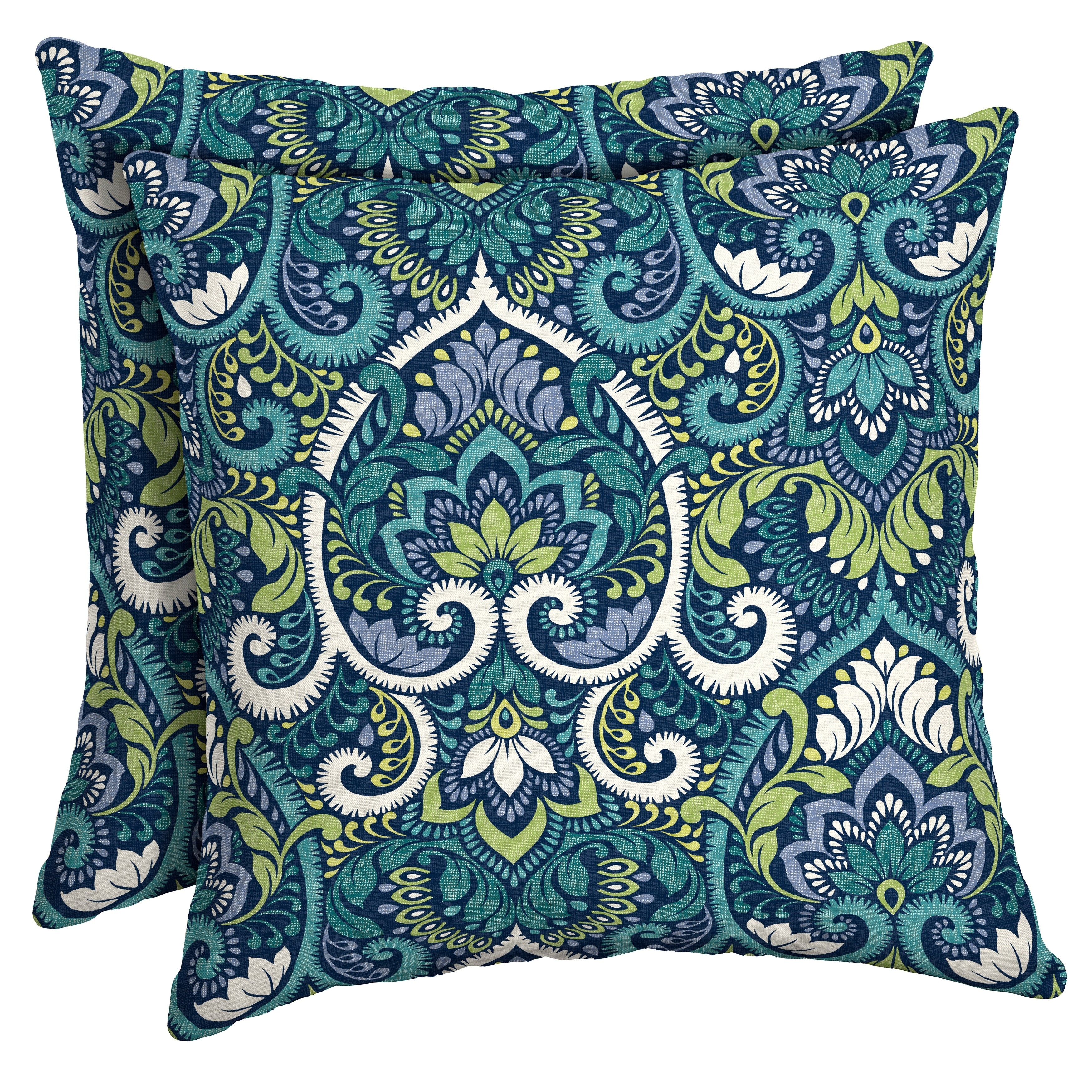 Arden Selections Sapphire Aurora Damask Outdoor Square Pillow 2 Pack