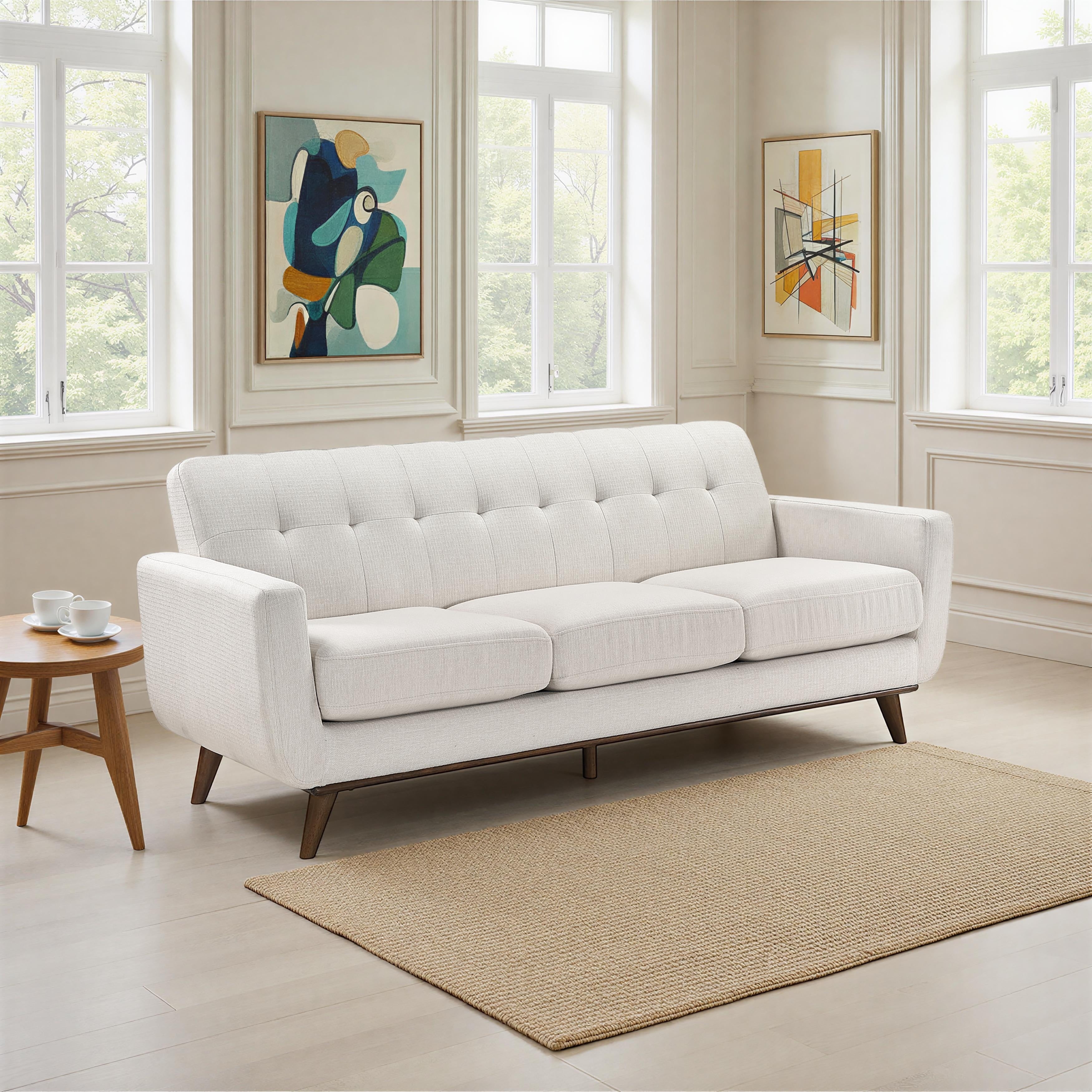 Ardent 84 Textured Fabric Living Room Sofa With Tufted Chair Back