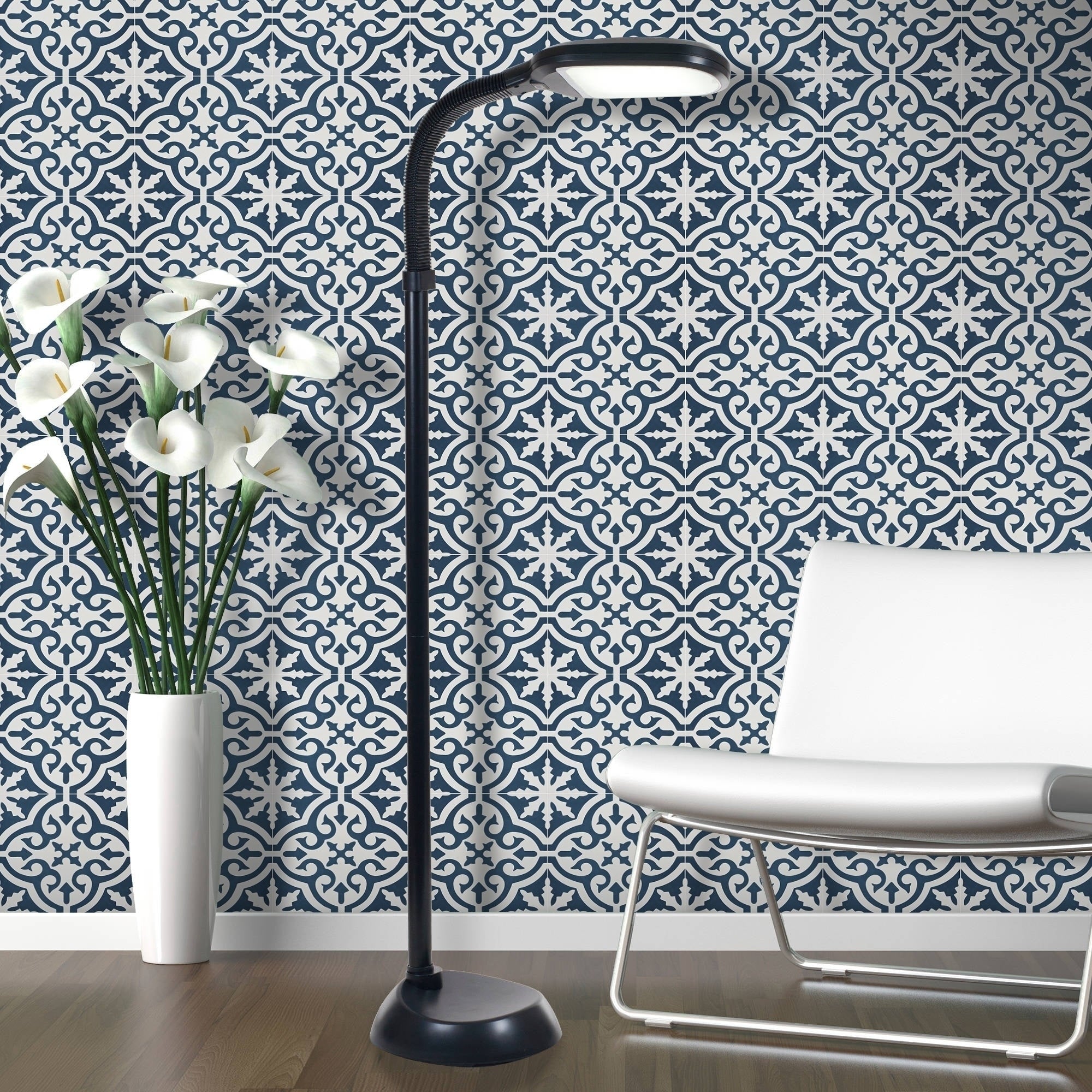 Argana In Navy Blue And White Handmade 8X8 In Cement Tile Pack Of 12