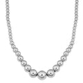 Argento Italia Rhodium Plated Sterling Silver Graduated Bead Necklace