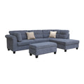 Ari 100 Inch Sectional Sofa Set W Storage Ottoman Tufted Back 2 Pillows Gray