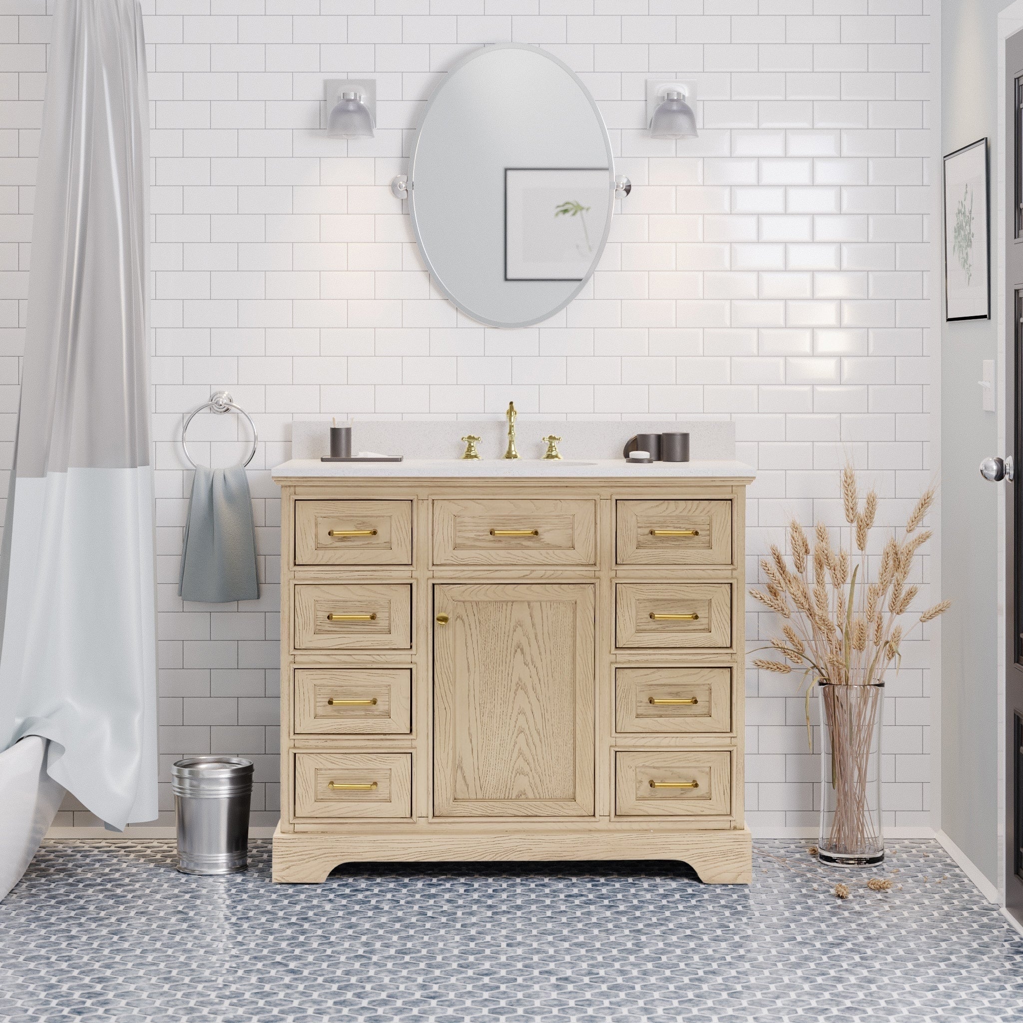 Aria 42 Bathroom Vanity Greige Oak Engineered White