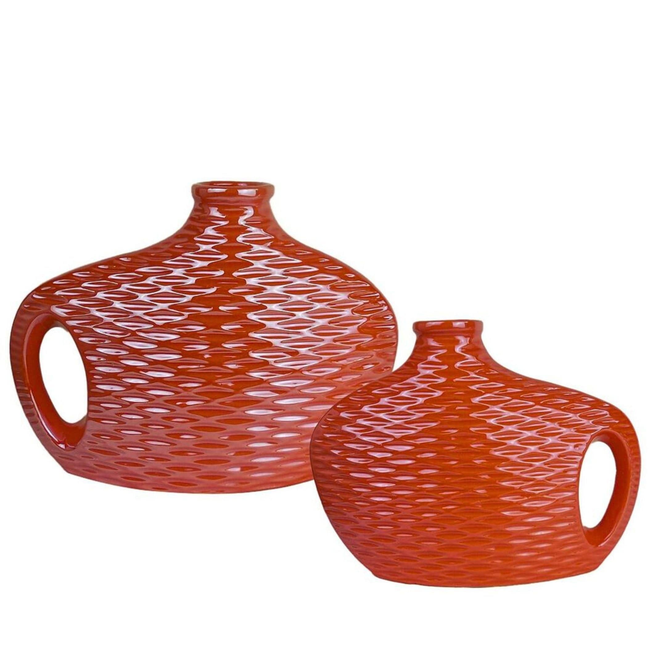 Aria Home Set Of 2 Textured Ceramic Vases Modern Centerpiece