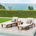 Ariana Outdoor Acacia Wood 3 Piece Chaise Lounge Set With Water Resistant Cushions By Christopher Knight Home