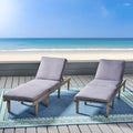 Ariana Outdoor Acacia Wood Chaise Lounge With Cushion Set Of 2