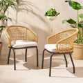 Arias Outdoor Wicker Club Chair With Cushion Set Of 2 By Christopher Knight Home