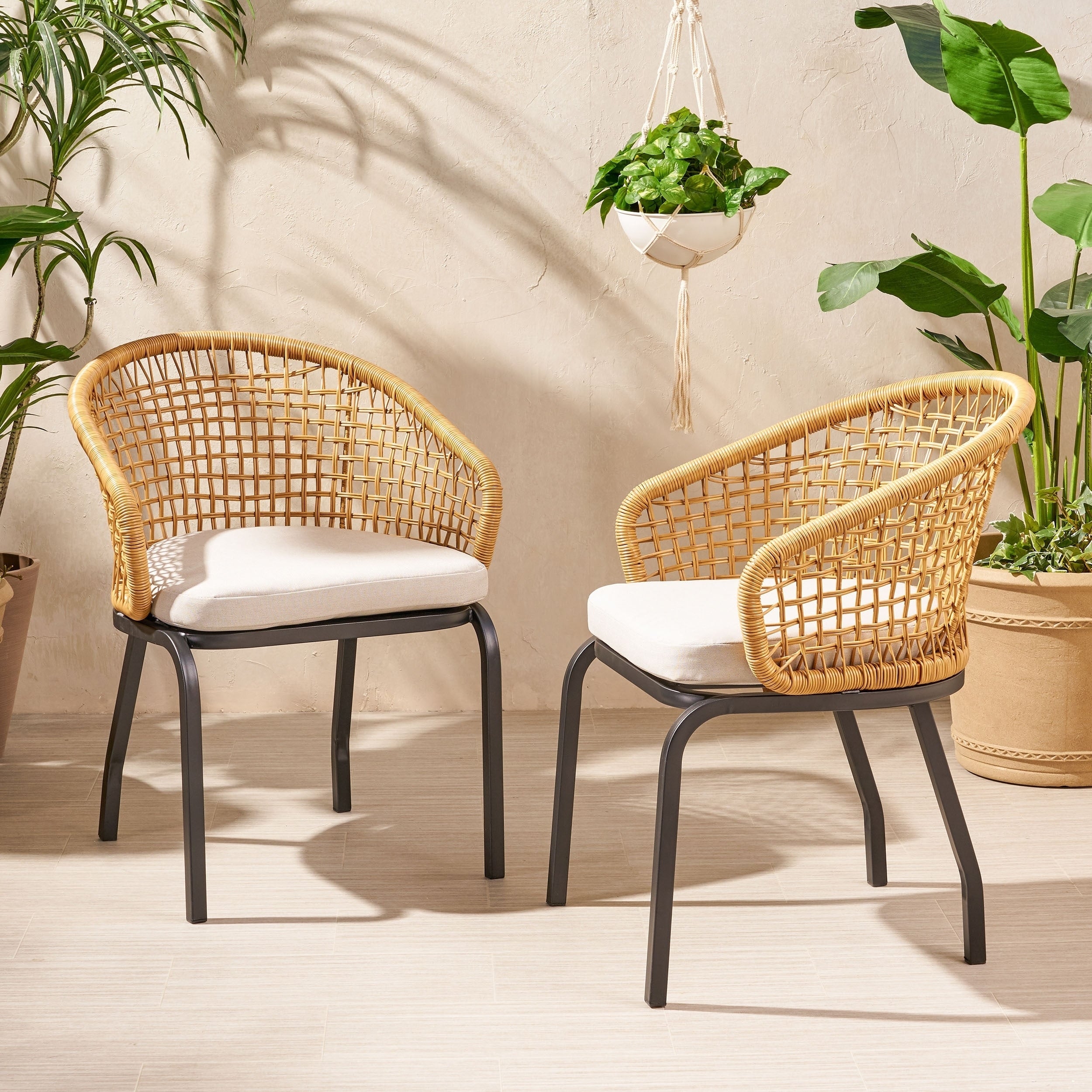 Arias Outdoor Wicker Club Chair With Cushion Set Of 2 By Christopher Knight Home